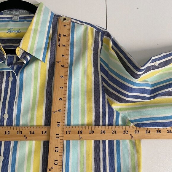 Foxcroft Wrinkle Free Fitted Button Shirt Size 18 Multicolor Stripe - Picture 8 of 10
